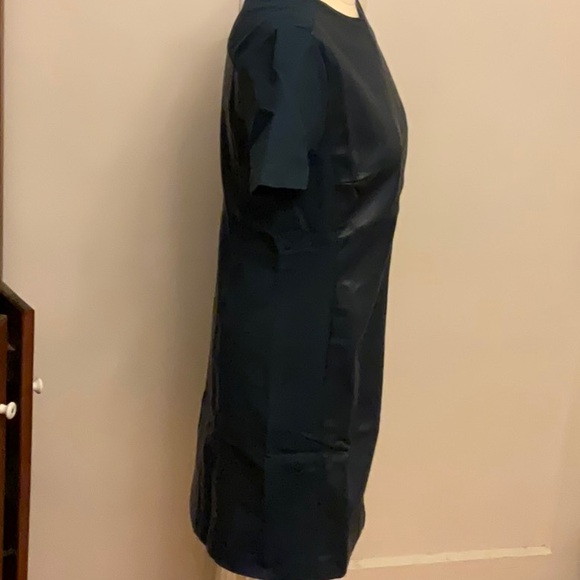 NWT Ann Taylor cap Mixed media sleeves faux leather sheath dress. - Picture 3 of 6